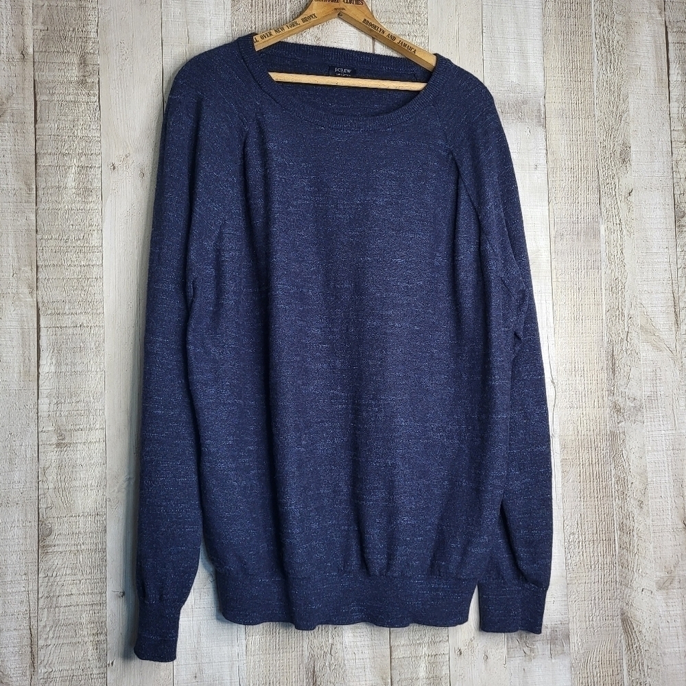 J. Crew Raglan Budded Crewneck Sweater. Blue. Size XL